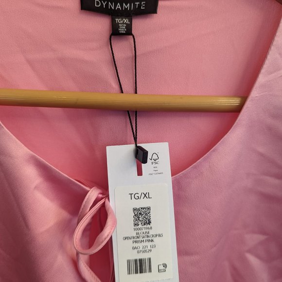 Pink Satin Dynamite Open Front Blouse s:XL - Picture 2 of 5